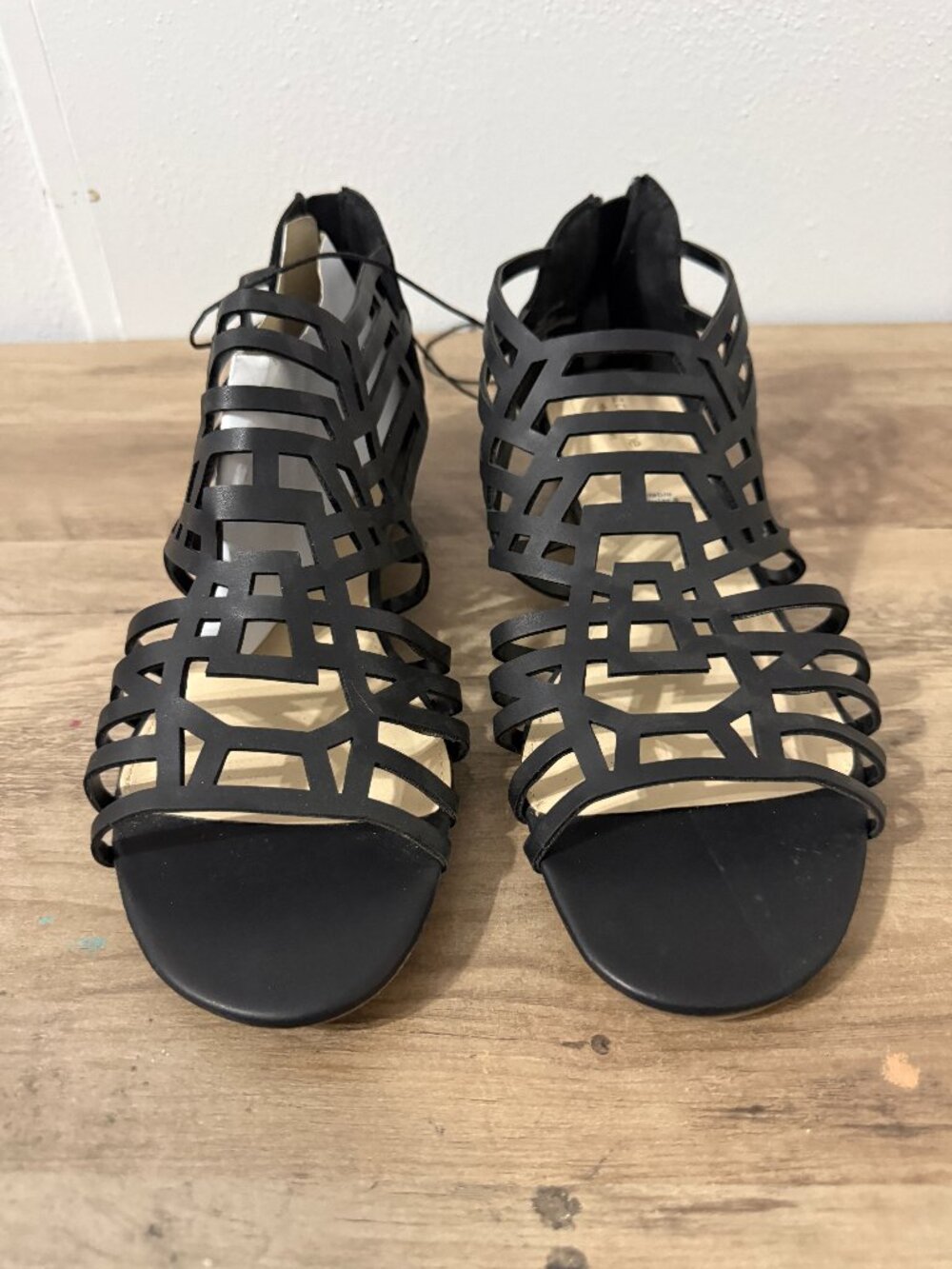 ✨ Chic & Edgy Laser-Cut Caged Wedge Sandals 11